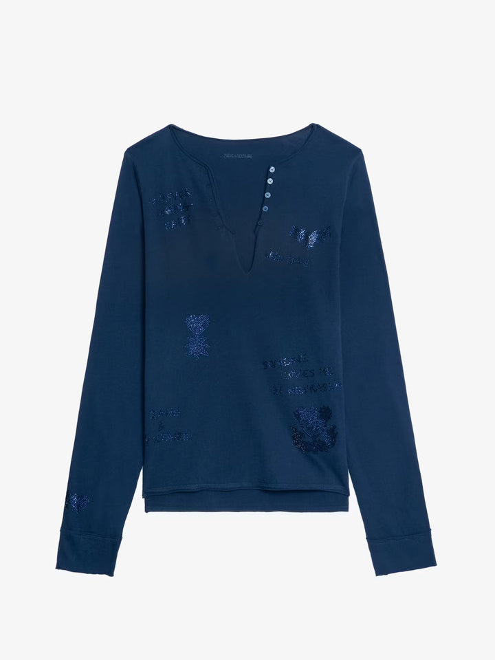 Polera Tuni Multi Strass Azul