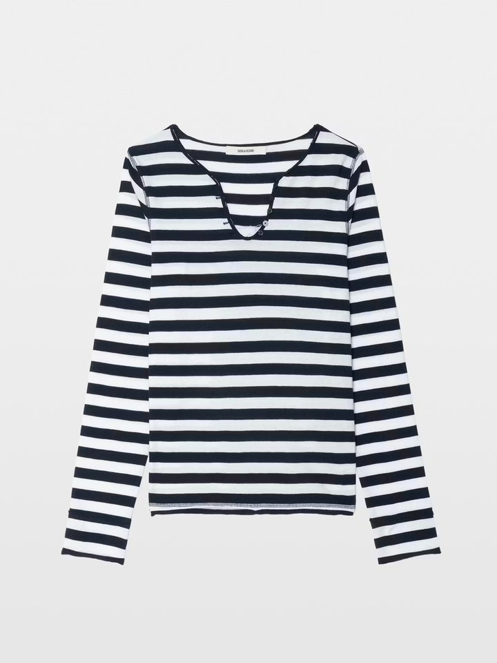 Polera Tunisien Voltaire Stripe Azul
