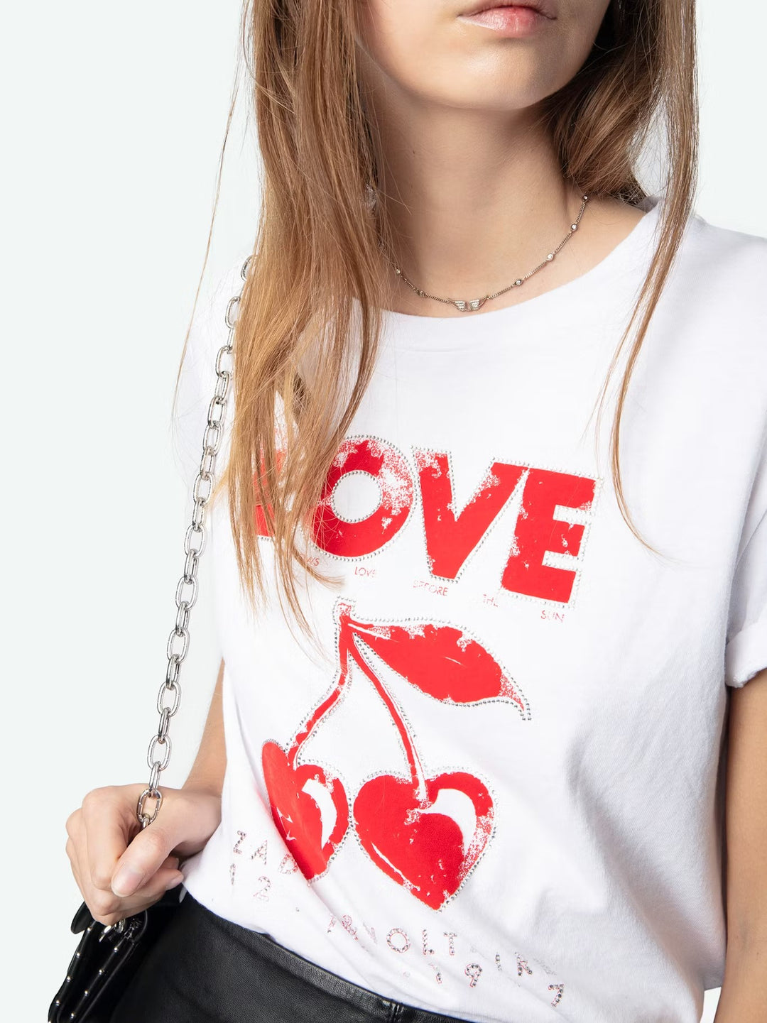 Polera Walk Concert Cherry Love Blanco