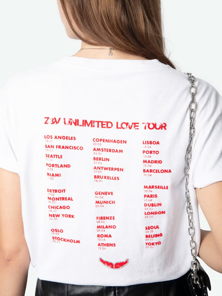Polera Walk Concert Cherry Love Blanco