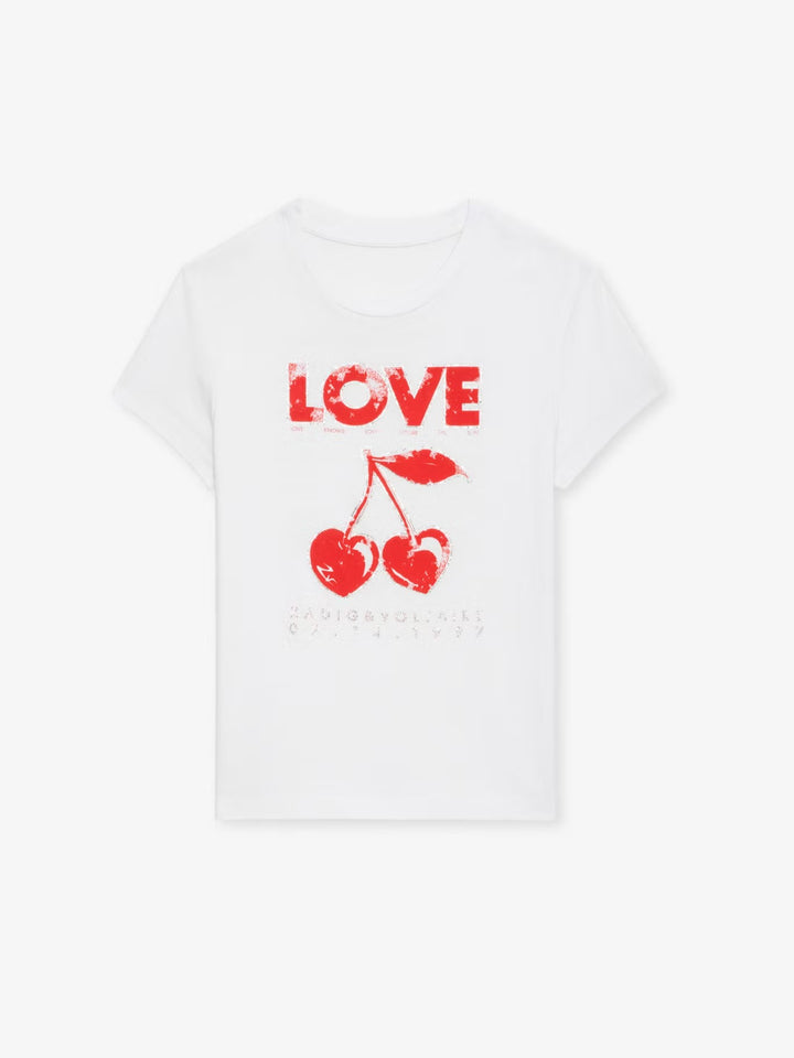Polera Walk Concert Cherry Love Blanco