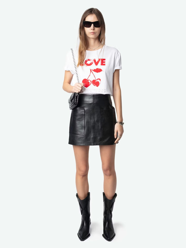 Polera Walk Concert Cherry Love Blanco
