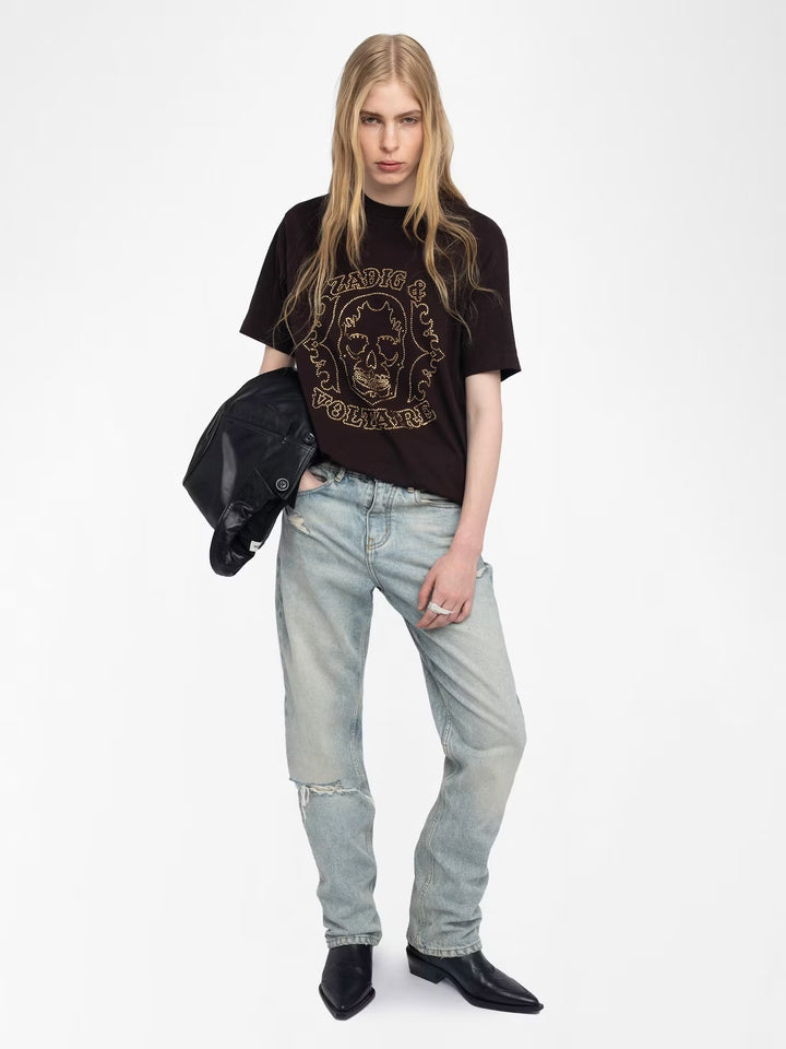 Polera Edwin Skull Strass