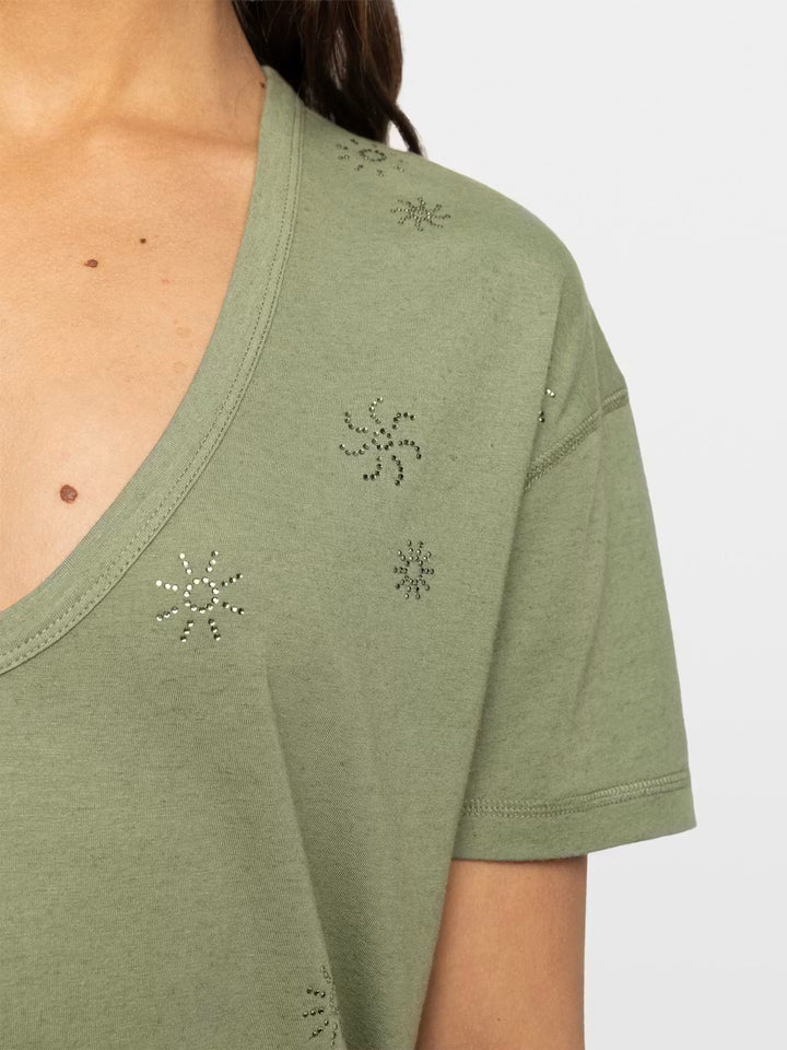 Polera Marta Rain Strass Verde