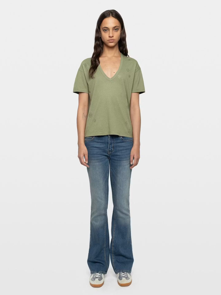Polera Marta Rain Strass Verde