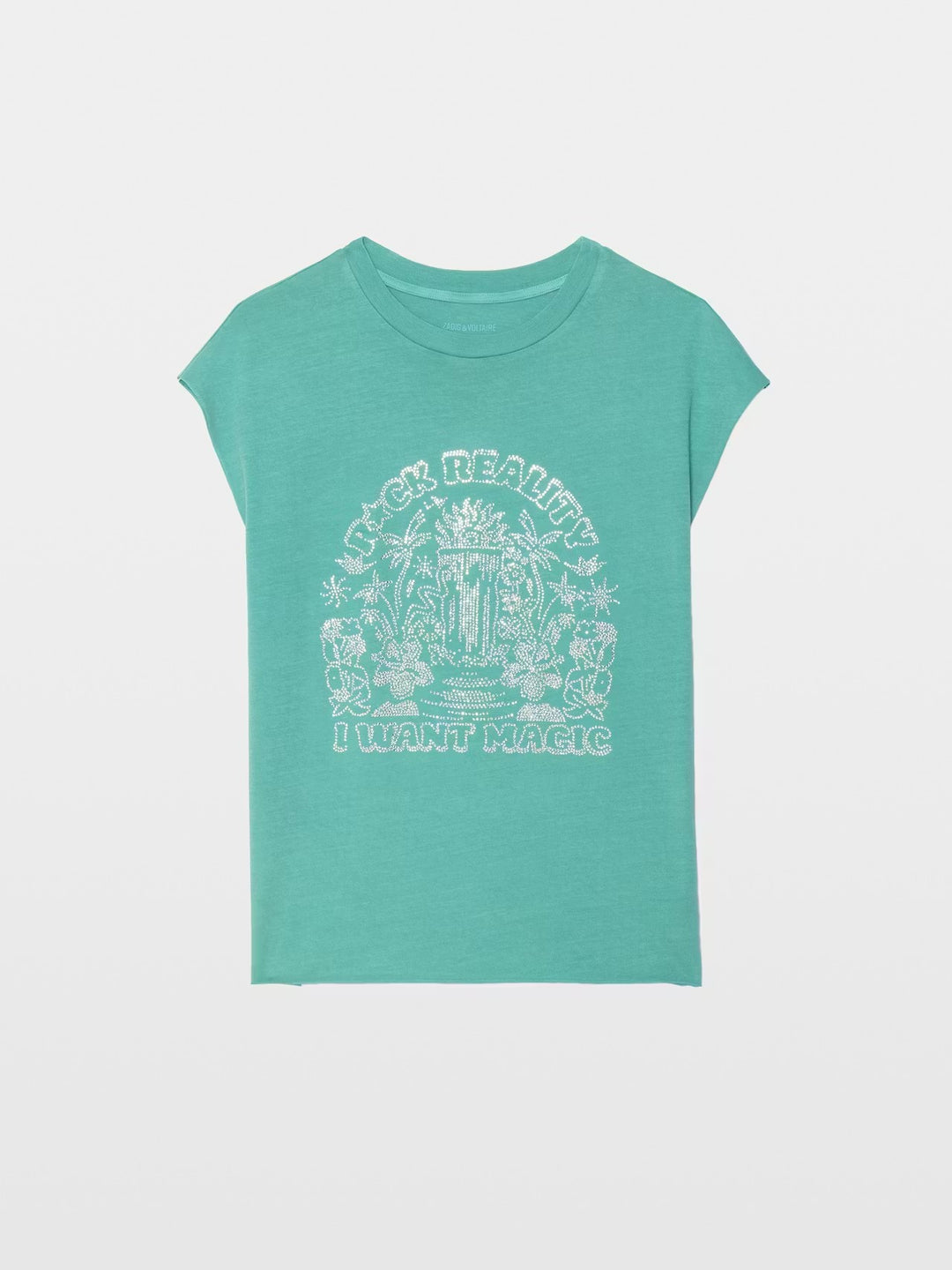 Polera Cloe Cascade Strass Turquesa