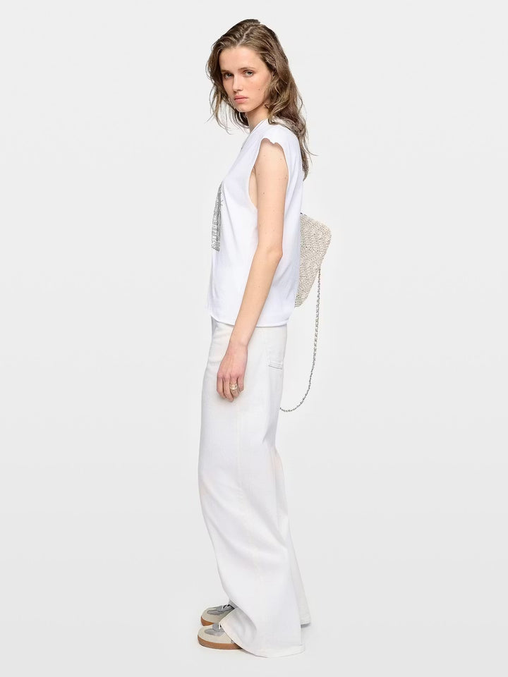 Polera Cloe Cascade Strass Blanco