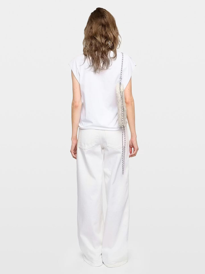 Polera Cloe Cascade Strass Blanco