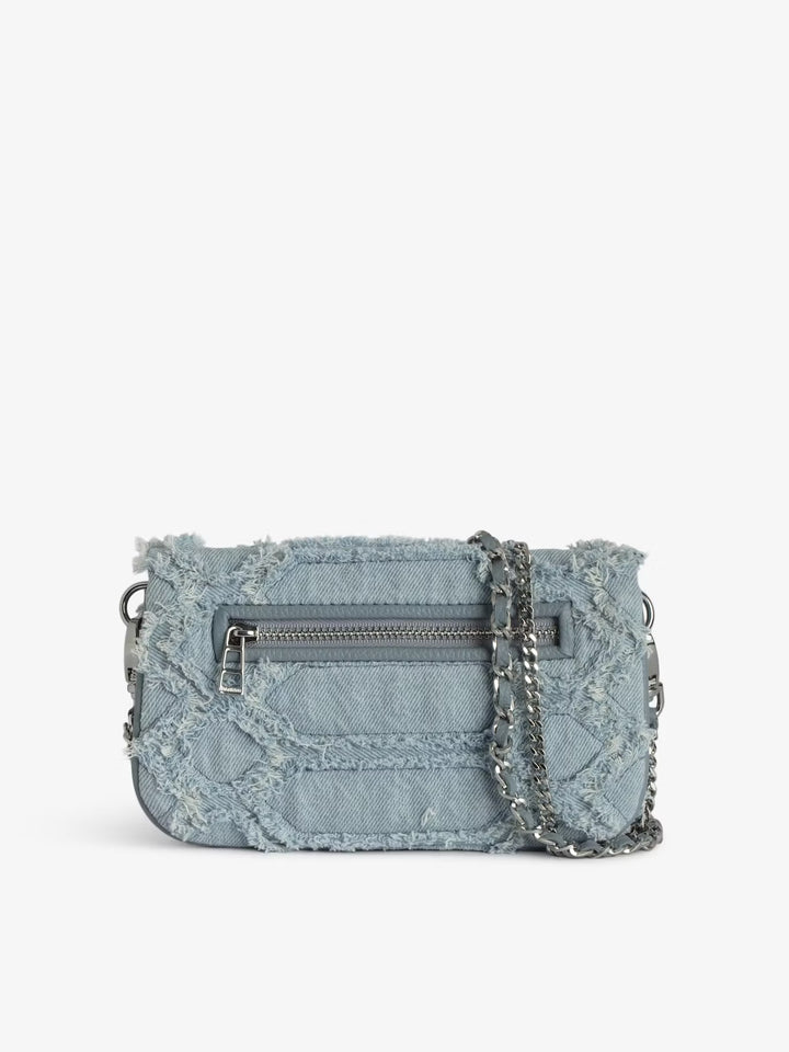 Cartera Rock Nano Fringed Denim