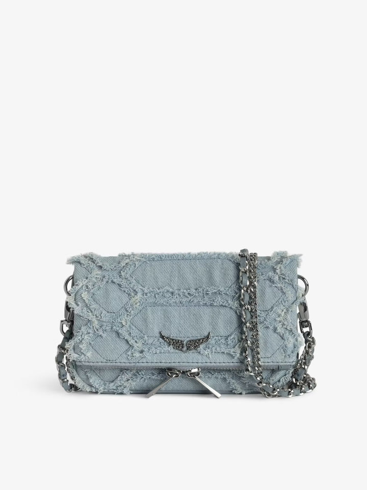 Cartera Rock Nano Fringed Denim