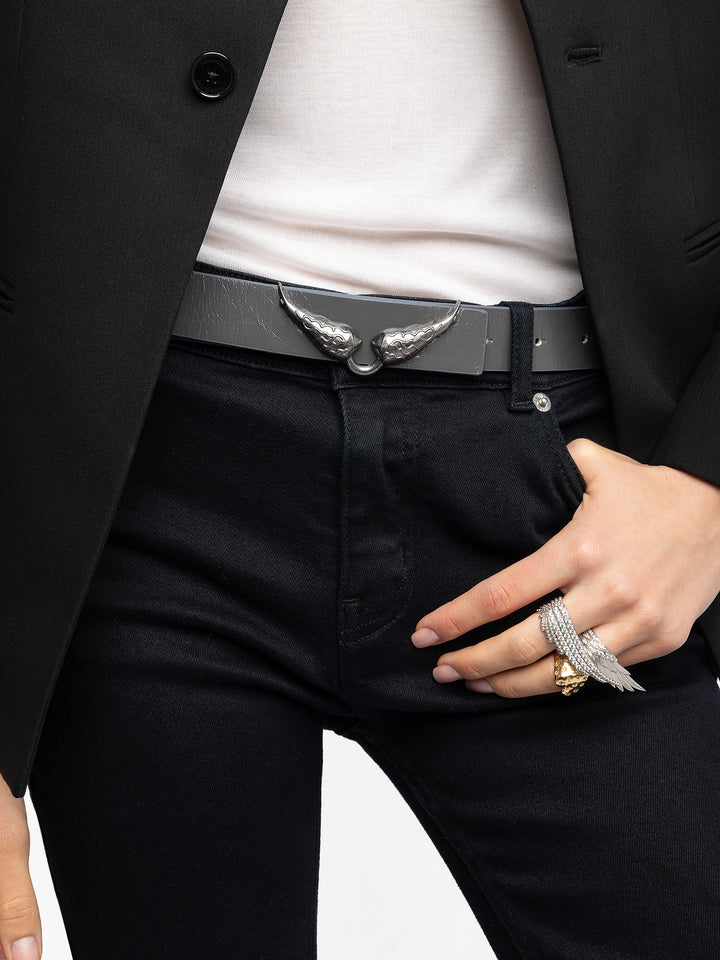 Cinturón Rock Reversible Vintage Gris