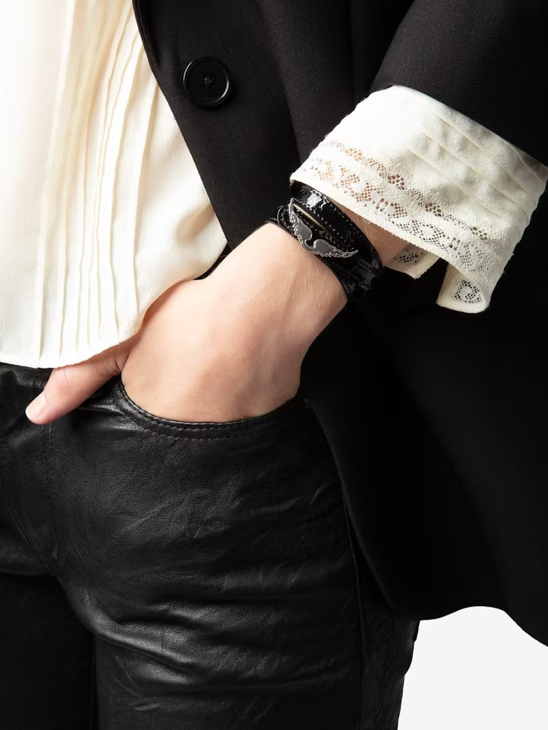 Pulsera Rock Croco Negro