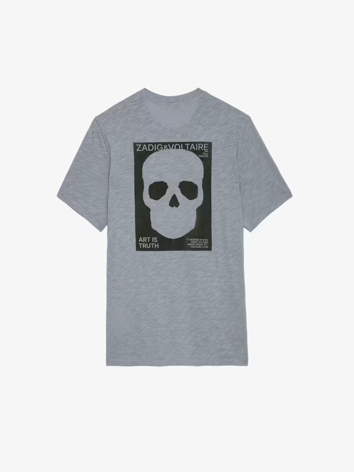 Polera Stockholm Flamme Skull Gris