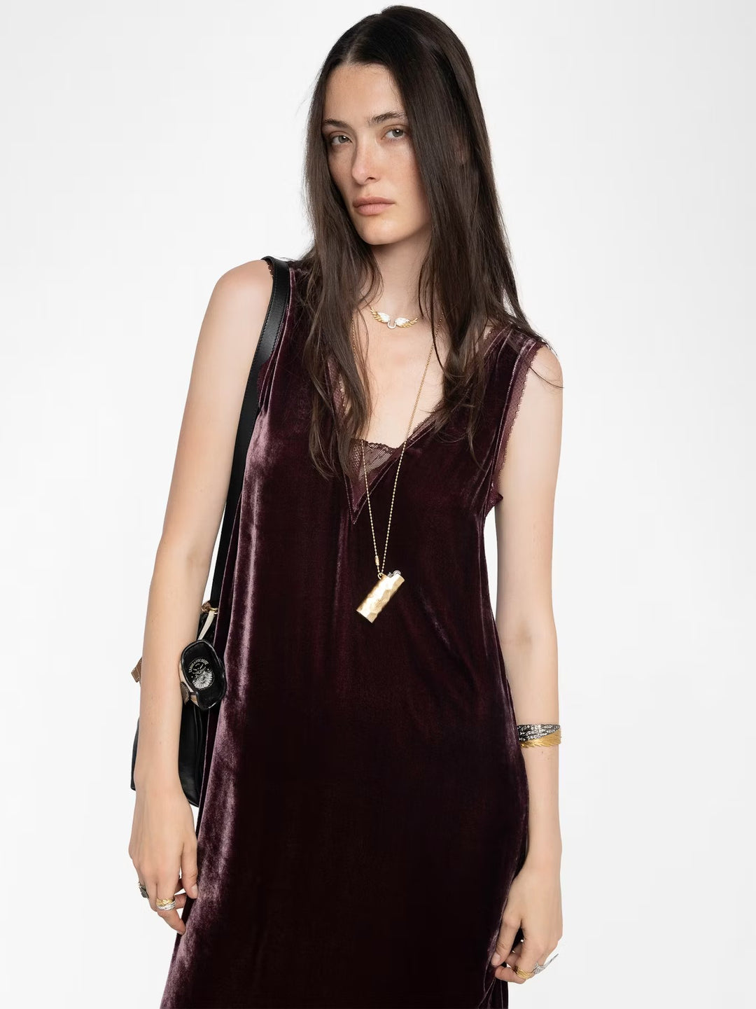Vestido Renzo Velvet Burdeo