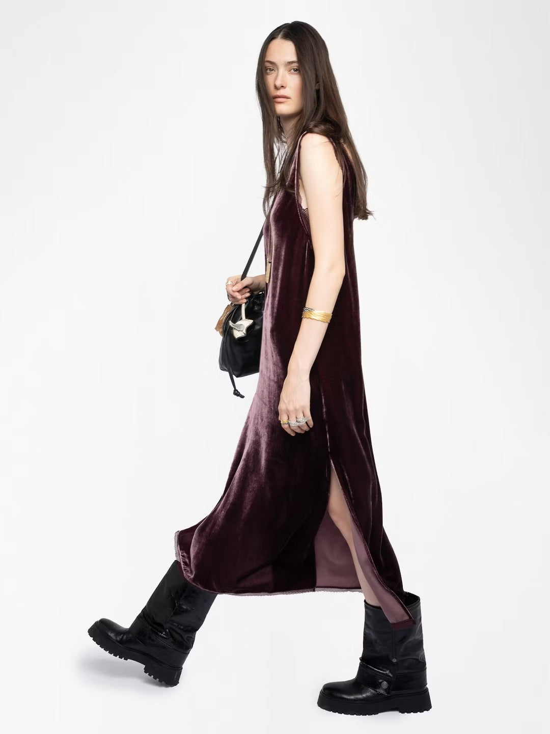 Vestido Renzo Velvet Burdeo