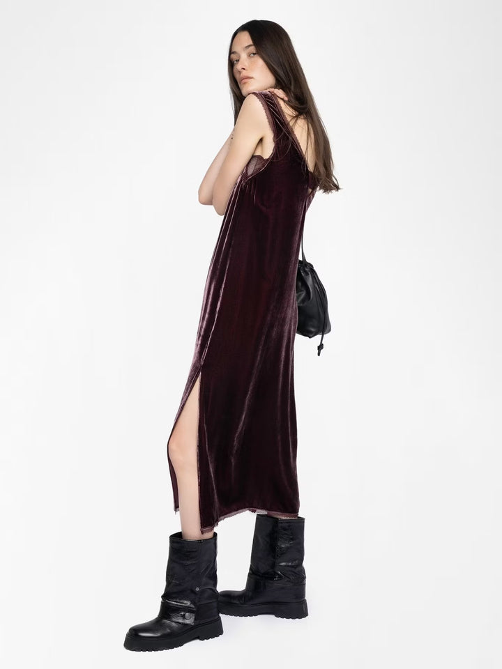 Vestido Renzo Velvet Burdeo