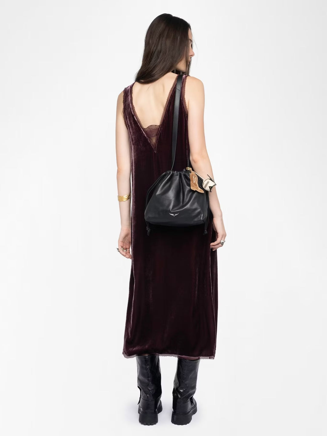 Vestido Renzo Velvet Burdeo