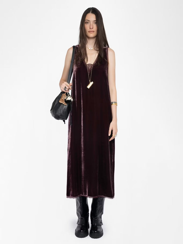 Vestido Renzo Velvet Burdeo