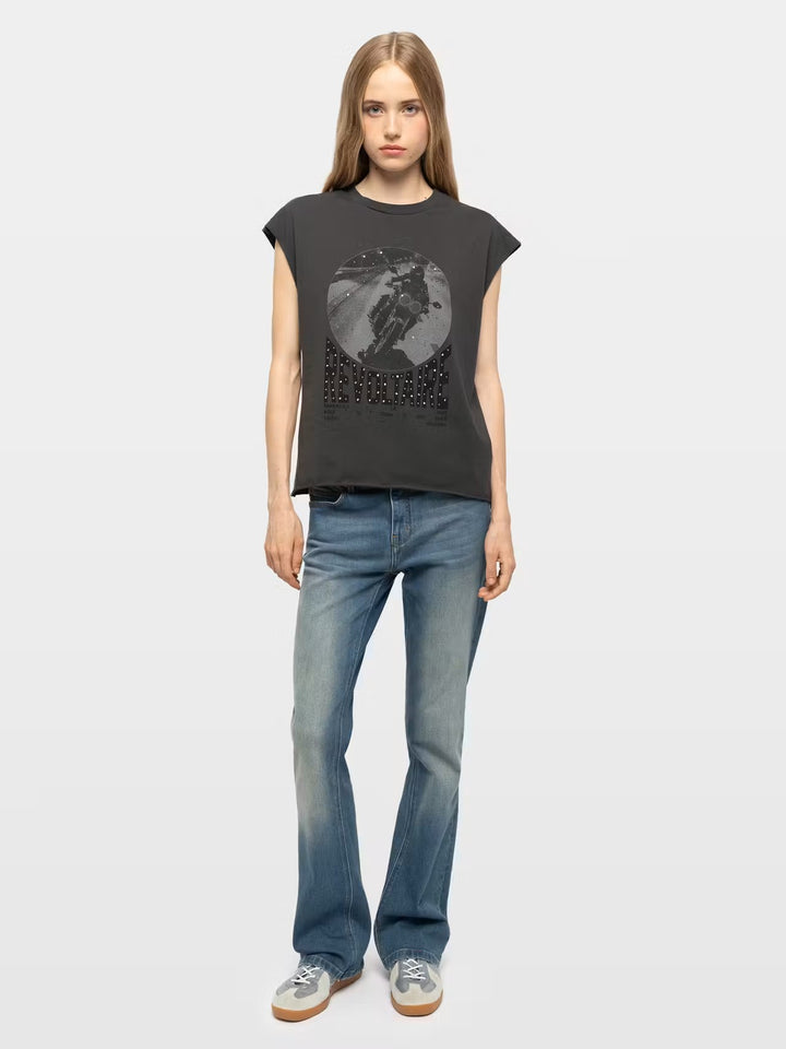 Polera Cloe Photo Moto Strass