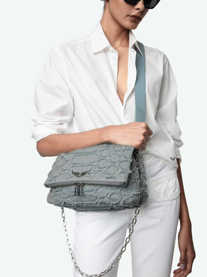 Cartera Rocky Fringed Denim